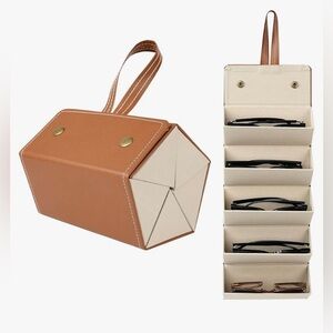 Multiple Travel SunglassOrganizer- Leather Hanging Foldable Eyeglasses